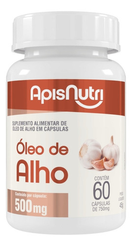 Óleo De Alho Alicina - 60 Cápsulas 500mg Apisnutri