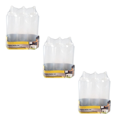 Paquete 9 Botellas Transparente Exprimible 355 Ml Con Tapon