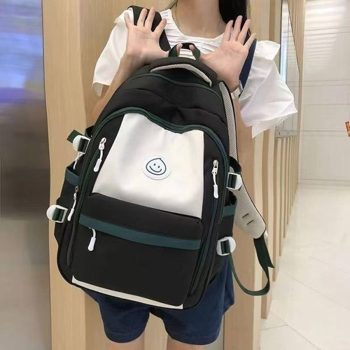 Mochila De Ocio Repelente Al Agua, Mochila De Estudiante De Campus De Gran Capacidad De Moda, Mochila De Viaje De Alto Valor, Negro Nylon