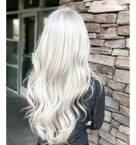 Peluca Blanca Natural Larga Y Rizada Para Mujer, Pelo Ondula