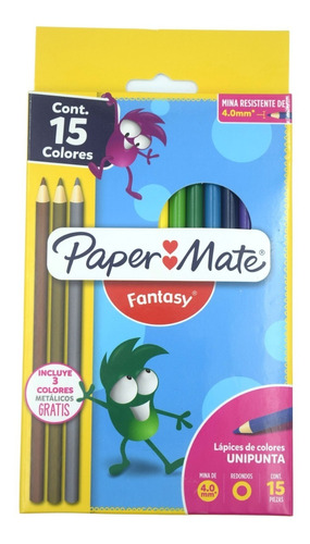 Lapices De Colores Paper Mate Fantasy Cont. 15 Piezas