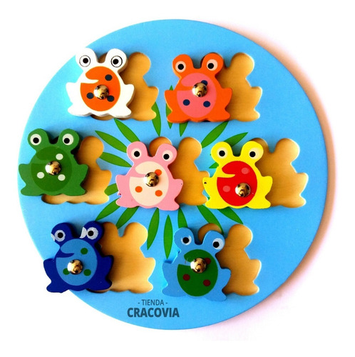 Juego De Pesca De Madera Didáctico Imantado Ranas Colores