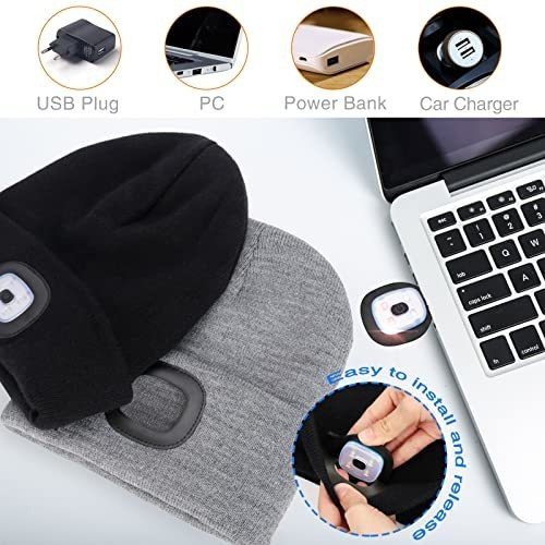 Gorro Led 2 Repuesto Luz Usb Recargable Unisex