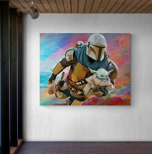 Cuadro En Lienzo Habitacion Star Wars Baby Yoda 001 75x60cm