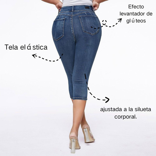 Flamingals Pantalones Capri Cintura Media Multi Botón