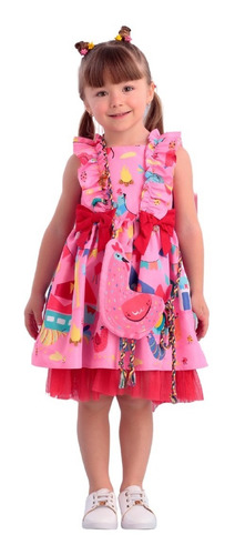 Imagem 2 de 3 de Vestido Infantil Festa Junina Mon Sucré Monrraial 22324 B.e.