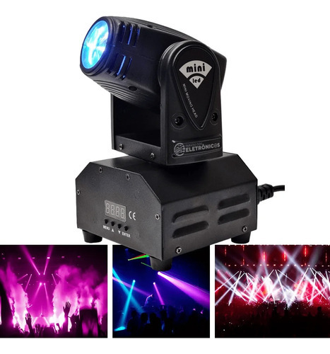 Canhão Moving Head Beam Led Rgbw Ritmo Dj Super Iluminação