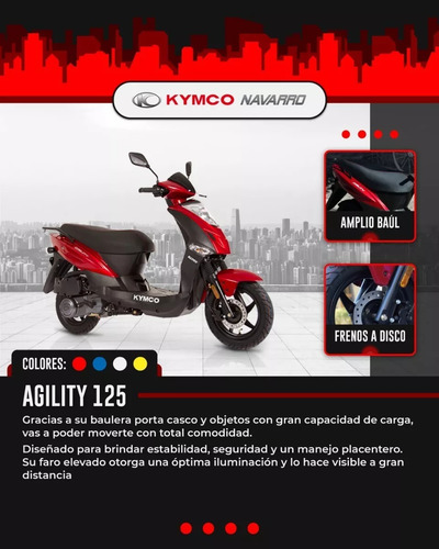 Kymco Agility 125 Scooter En 12 Pagos Retira En El Dia!!