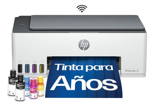 HP Impresora Multifuncional Smart Tank 580, Tinta Continua, Color, Wi-Fi, Dúplex (Doble Cara) Manual, Impresión Desde Smart App, Hasta 2 años de Garantía (1F3Y2A)