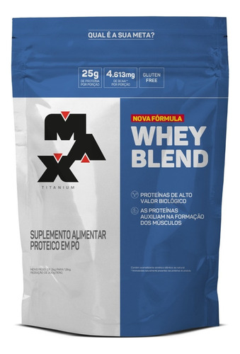 Suplemento em pó Max Titanium  Whey Blend proteínas Whey Blend sabor  morango em sachê de 900g