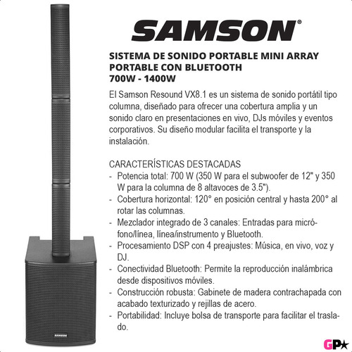 Sistema De Sonido Vivo Dj Mini Array Portatil 700w Rms Dsp