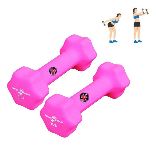 Mancuernas 3 Libras  X 2 Unidades Color Rosado Gym Tonifica 