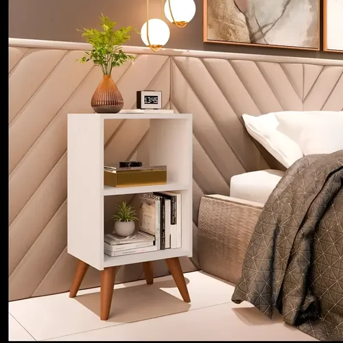 Mesa De Cabeceira Criado Retro Cama Quarto Suite Cor Branca