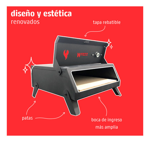 Imagen 3 de 9 de Horno Pizzero Portatil Muzza Pizza A La Piedra 4 Hornallas