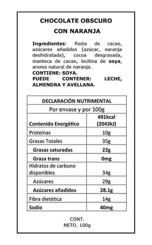 Chocolate Valor 70% Cacao C/naranja 4 Pack De 100 Gr C/u