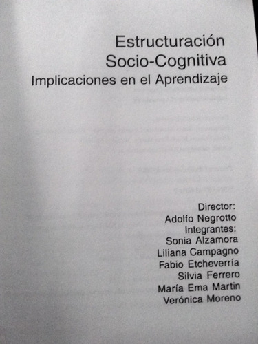Estructuracion Socio-cognitiva. Adolfo Negrotto Y Otros.. (Usado)