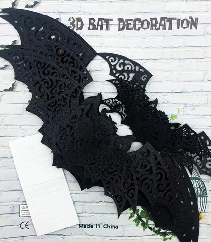 Murciélagos Glitter 3d Adorno Halloween Pared Globo Deco