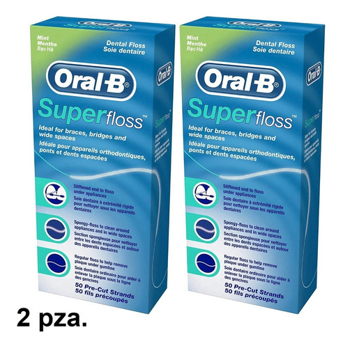 Hilo Dental Super Floss Oral-b Ortodoncia 2 Packs De 50u