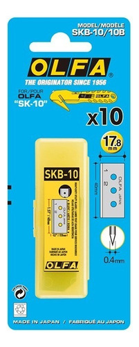 Repuesto Olfa Skb-10/10b Tubo Con 10 Navajas Para Sk-10