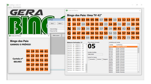 Sistema Gerador De Cartela De Bingo, Gerenciador De Sorteio