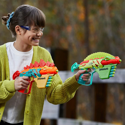 Nerf Dinosquad Stego-duo, 2 Lanzadores, 10 Dardos Nerf Elite