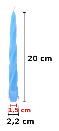 Kit 10 Vela Torcida 20 Cm Azul Claro Decoração Casamento