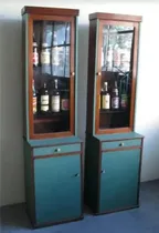Comprar Antiguo Par De Cristaleros Vitrinas Exhibidor Campo Rústico