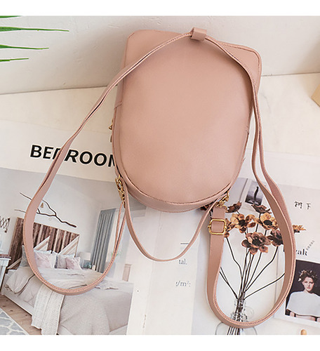 Mochila Mini Doble Capa Bordado Cuero Pu Para Viajar