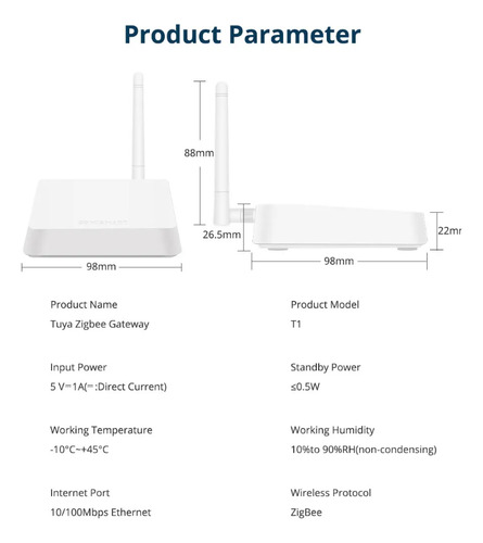 Zemismart Hub Zigbee Bridge Antena Apple Home Alexa Google