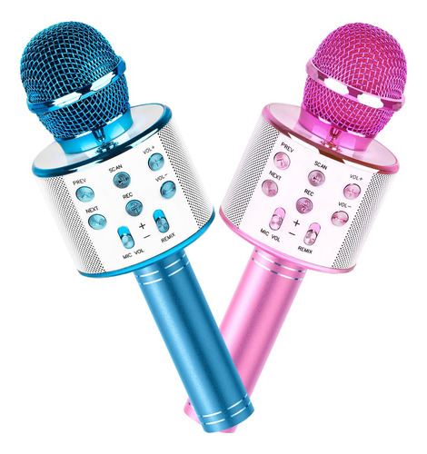 Verkb Paquete De 2 Microfonos De Karaoke Para Ninos, Microfo