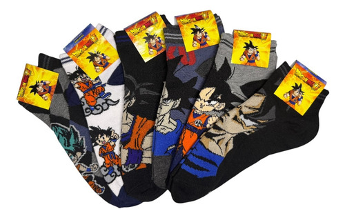 Calcetines Tines Cortos Dragon Ball Z 23-27 Cm 6 Pares