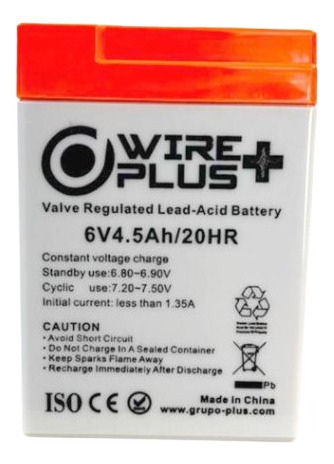 Bateria Sellada 6v 4,5ah Marca Wireplus+