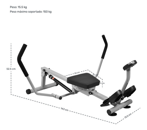 Maquina Remadora Ejercitador 12 Niveles Resistencia Gym