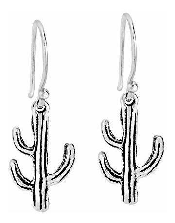 Strong And Resilient Cactus.925 Sterling Silver Dangle Earri