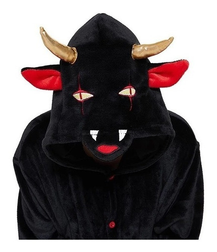 Mameluco Pijama Disfraz Demonio Negro Vampiro Cabra Adulto 