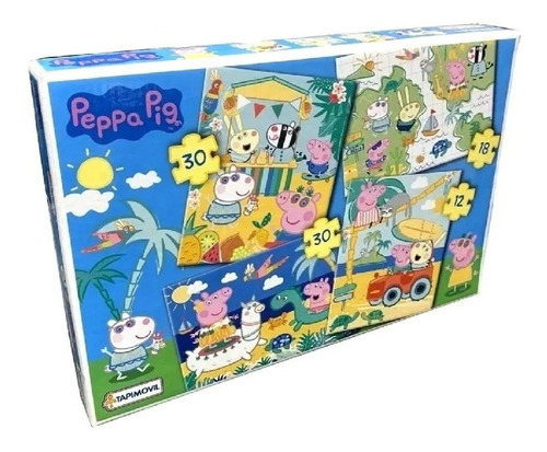 Rompecabezas 4 Puzzles Infantil Peppa Pig 12 18 30 Piezas C
