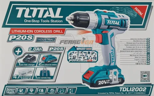 Taladro Atornillador Inalambrico 10mm 20v 2bt Total