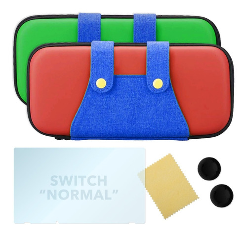 Mario & Luigi Funda Switch + Mica + Thumbs Grips | Envio Gratis | Protector Case Estuche | Para Switch «normal» No Lite