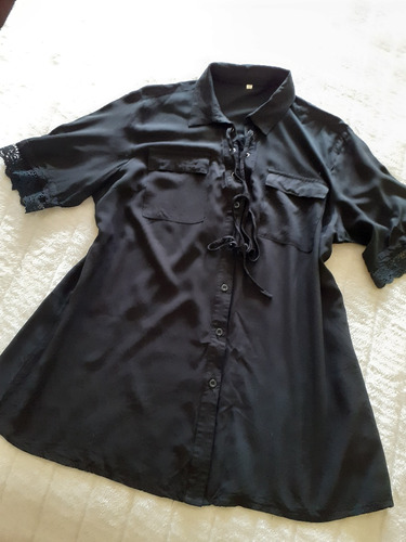 Ml Camisa Negra M/corta - Talle Grande- T. Xl