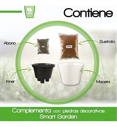 Maceta Autorregable Ovalada Mini Pequeña Oc1009 Smart Garden Color Blanco