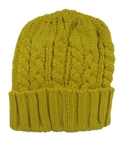 Gorro Tejido Liso Crudo, Mostaza, Beige Y Negro Ec 062