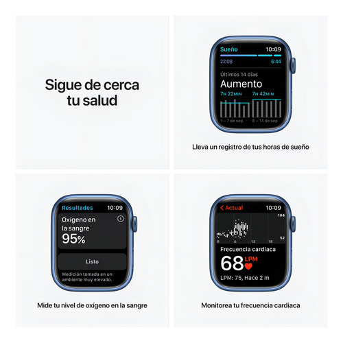 Apple Watch (GPS) Series 7 tela de 1.772" com pulseira de fluoroelastómero cor azul-abissal y caixa color azul - Excelente (Recondicionado)