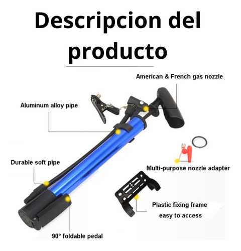 Inflador De Bicicleta De Aluminio Con Pico Para Pelotas Color Verde