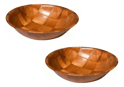 Set X 2 Ensaladera Frutera Redonda Madera Laminada 25cm