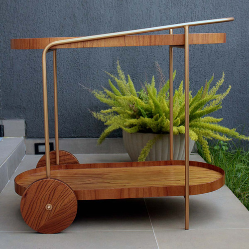 Carrinho Para Servir E Bar Bebidas Decorativo Oval Moderno
