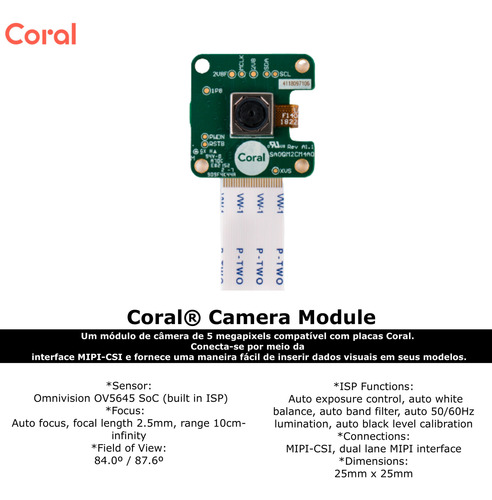 Coral Usb Accelerator + Coral Camera Module 5mp Sensor