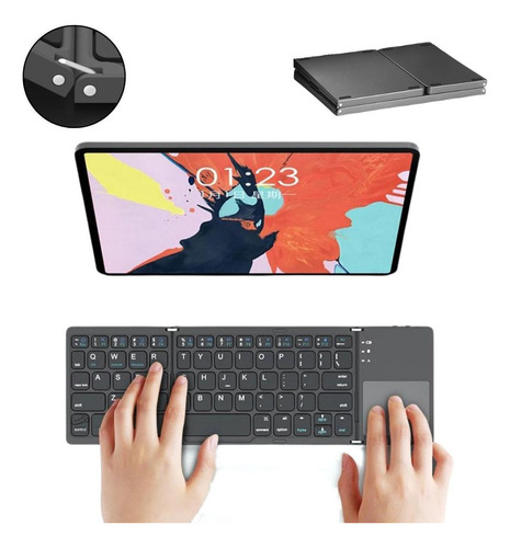 Mini Teclado Portátil Dobrável Bluetooth Para Tablet Celular