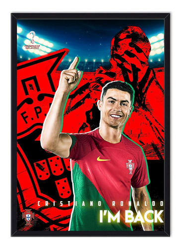 Cuadro Poster Enmarcado Cristiano Ronaldo Mundial Qatar 2022