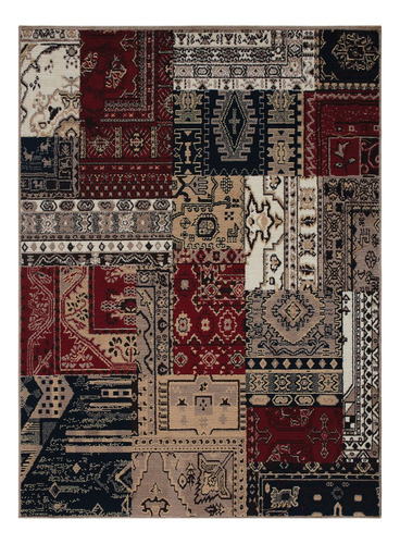 Tapete Sala Renaissance Aveiro Taupe 300x400 3x4 M Patchwork Comprimento 400 Cm Cor Vermelho Desenho Do Tecido Geométrico Largura 300 Cm