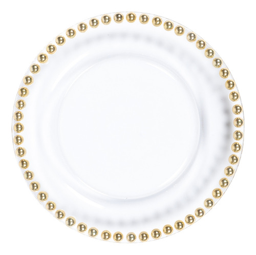 Plato Llano De Vidrio Con Borde Dorado